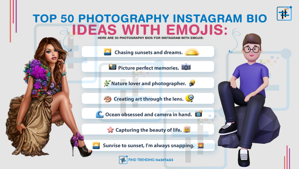 Top 50 photography Instagram bio ideas with emojis: